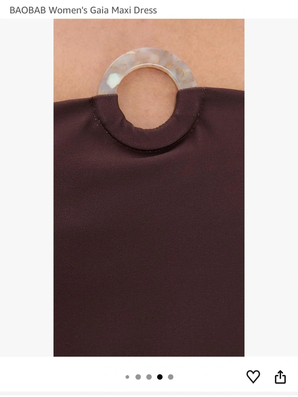 Baobab Collection Strapless Dark Brown Maxi Dress with Ring Detail